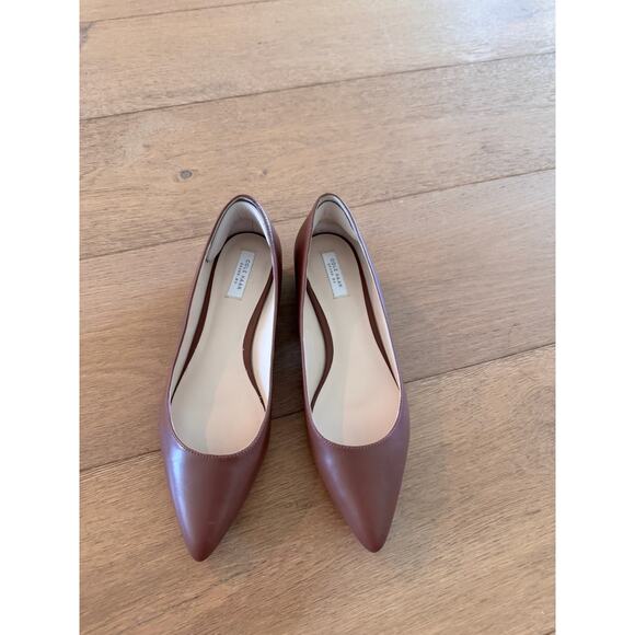 Women's Cole Haan Vesta Shoes Sz 6.5 C Width Brown Leather Pointy Toe Flat Sz - Picture 2 of 7